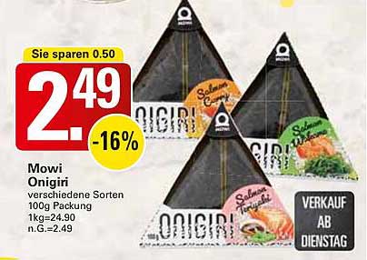 Mowi Onigiri verschiedene Sorten 100g Packung