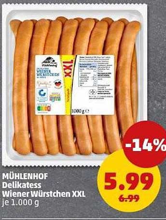 MÜHLENHOF Delikatess Wiener Würstchen XXL