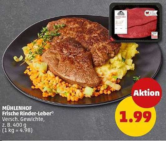 MÜHLENHOF Frische Rinder-Leber* Versch. Gewichte, z. B. 400 g