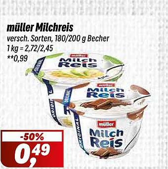 müller Milchreis versch. Sorten, 180/200 g Becher