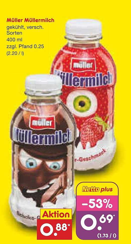 Müller Müller Milch 400 ml - gekühlt, verschiedene Sorten