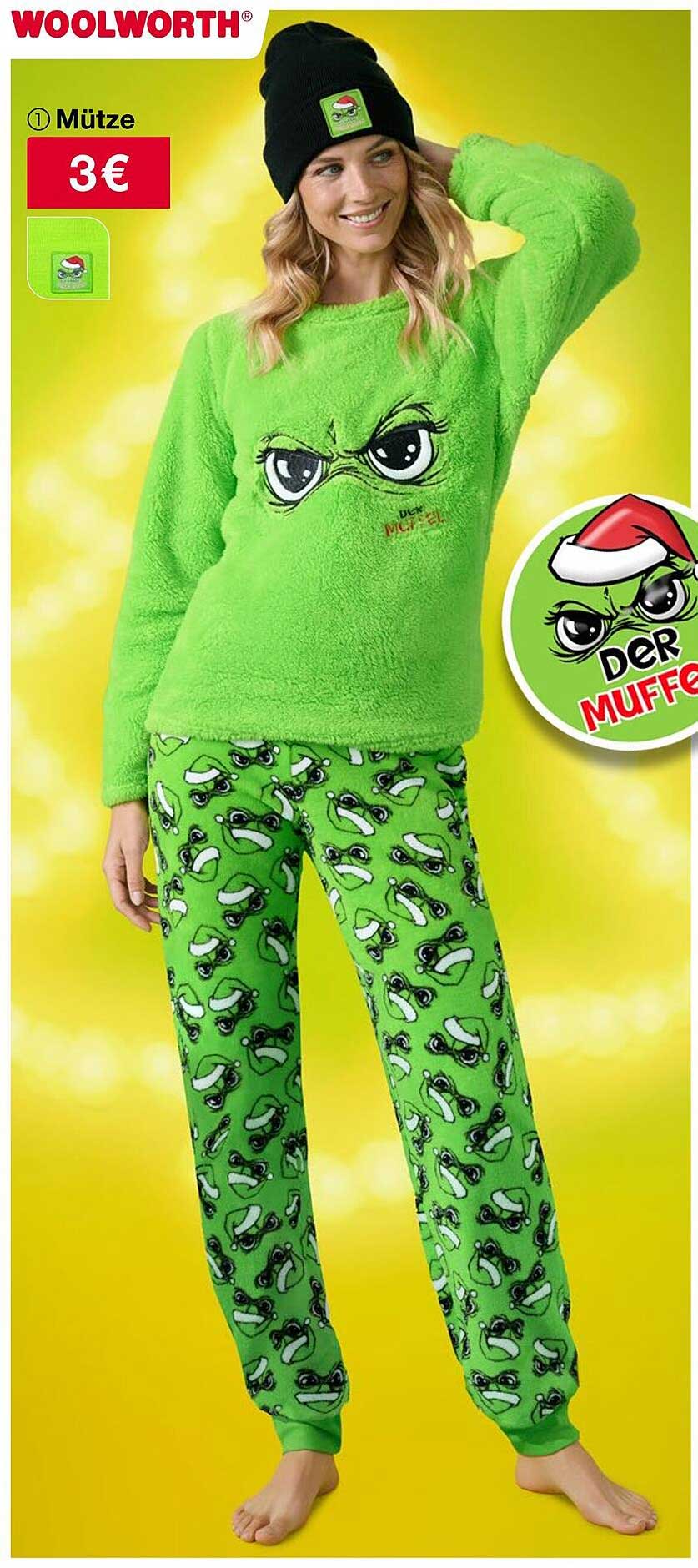 Mütze Der Muffel für 3 € und gemütliche Grinch-Pyjama-Hose