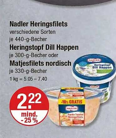 Nadler Heringsfilets verschiedene Sorten je 440-g-Becher