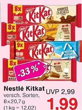 Nestlé Kitkat, 8x20,7g in verschiedenen Sorten