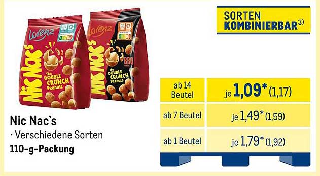 Nic Nac's - Verschiedene Sorten 110-g-Packung