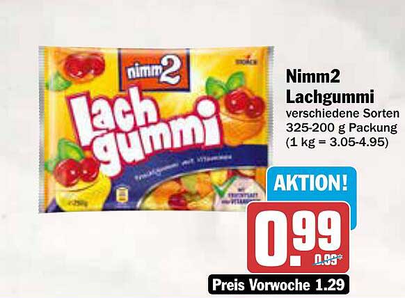 Nimm2 Lachgummi verschiedene Sorten 325-200 g Packung