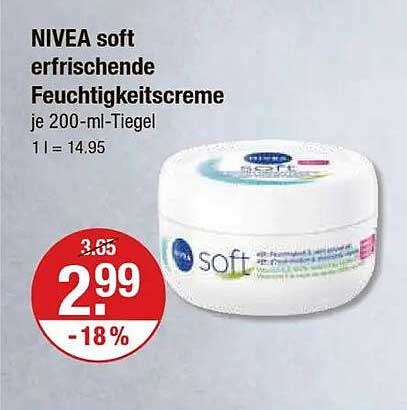 NIVEA soft erfrischende Feuchtigkeitscreme je 200-ml-Tiegel