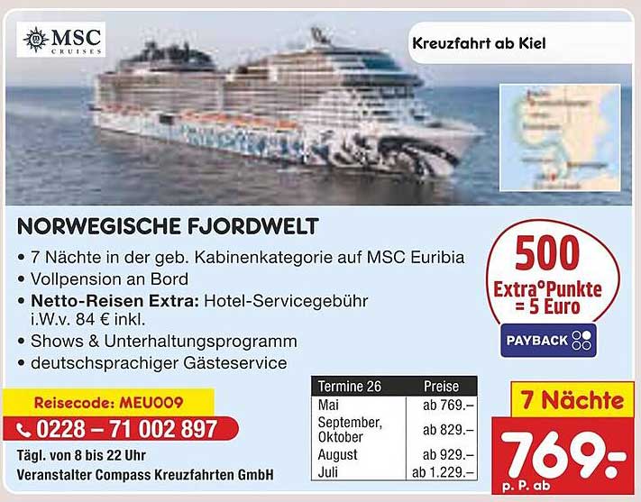 NORWEGISCHE FJORDWELT - 7 Nächte auf MSC Euribia