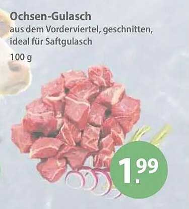 Ochsen-Gulasch aus dem Vorderviertel, geschnitten, ideal für Saftgulasch