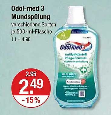 Odol-med 3 Mundspülung verschiedene Sorten je 500-ml-Flasche