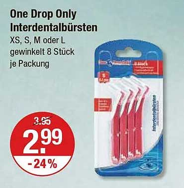 One Drop Only Interdentalbürsten XS, S, M oder L, gewinkelt - 8 Stück je Packung
