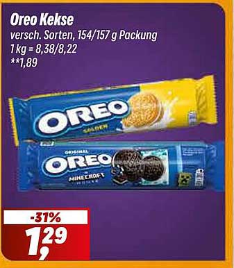 Oreo Kekse - Verschiedene Sorten, 154/157 g Packung