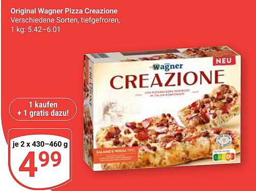 Original Wagner Pizza Creazione - Verschiedene Sorten, tiefgefroren, 1 kg: 5.42–6.01