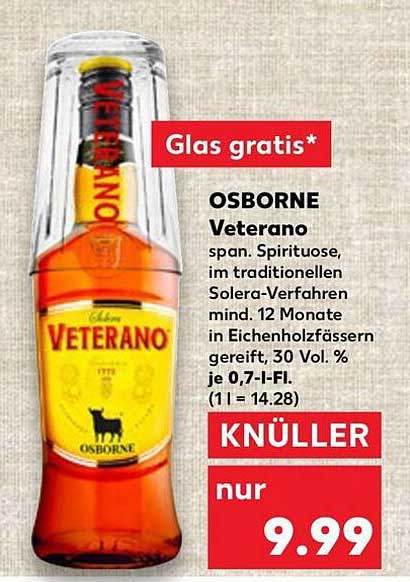 OSBORNE Veterano 0,7l – Spanische Spirituose im Solera-Verfahren