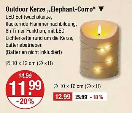 Outdoor Kerze „Elephant-Corro“