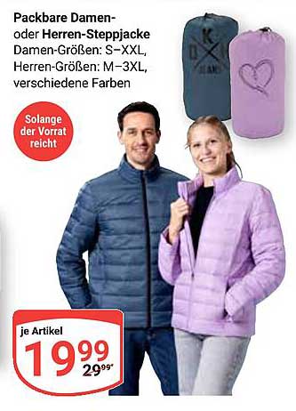 Packbare Damen- oder Herren-Steppjacke