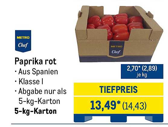 Paprika rot im 5-kg-Karton von METRO Chef