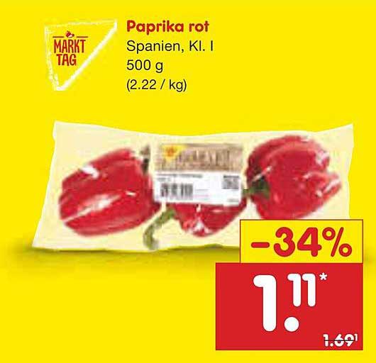 Paprika rot, Spanien, Kl. I, 500 g
