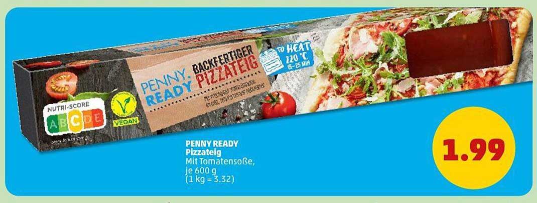 PENNY READY Pizzateig mit Tomatensoße, je 600 g