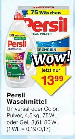 Persil Waschmittel Universaldosierung 4,5 kg – jetzt nur 13,99 €!