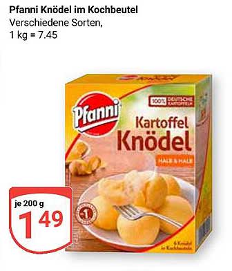 Pfanni Knödel im Kochbeutel - Verschiedene Sorten