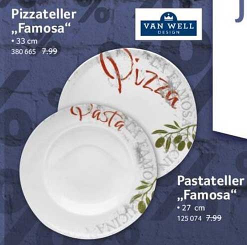 Pizzateller "Famosa" und Pastateller "Famosa" von Van Well Design