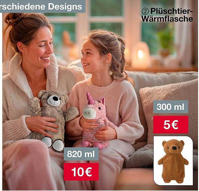 Plüsch-Wärmflasche in verschiedenen Designs