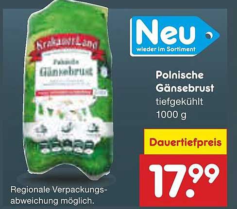 Polnische Gänsebrust tiefgekühlt 1000 g