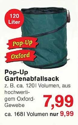 Pop-Up Gartenabfallsack 120 Liter - Hochwertiges Oxford-Gewebe