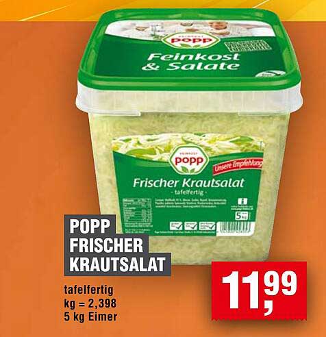 Popp Frischer Krautsalat 5 kg Eimer