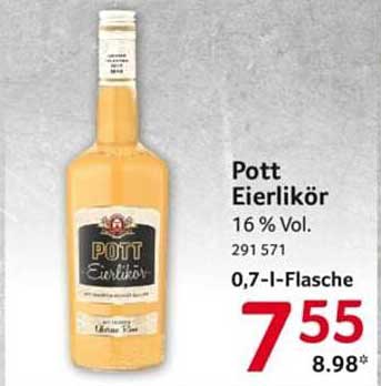 Pott Eierlikör 0,7 l Flasche – jetzt zum Sparpreis!