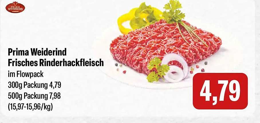Prima Weiderind Frisches Rinderhackfleisch im Flowpack