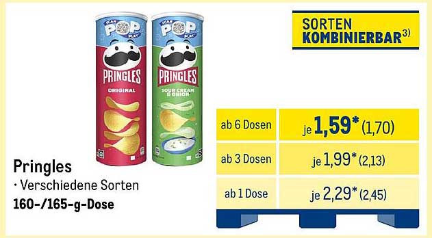 Pringles - Verschiedene Sorten 160-/165-g-Dose