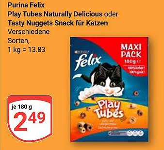 Purina Felix Play Tubes Naturally Delicious oder Tasty Nuggets Snack für Katzen