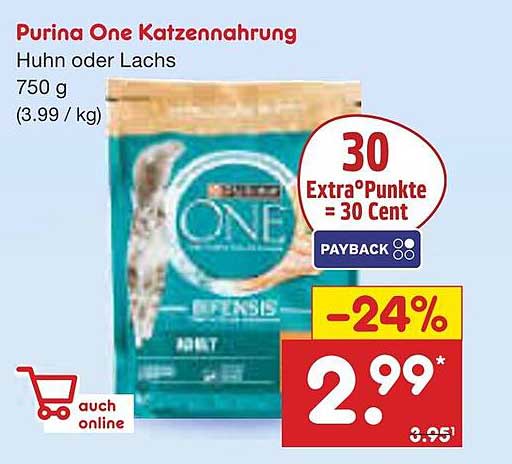 Purina One Katzennahrung Huhn oder Lachs 750 g