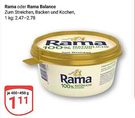 Rama oder Rama Balance 400-450 g