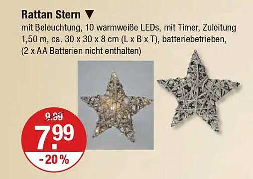 Rattan Stern mit Beleuchtung