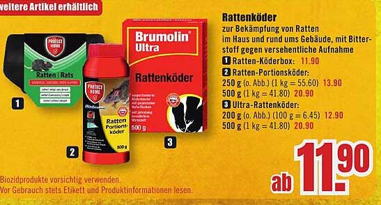 Rattenköder zur Bekämpfung von Ratten im Haus und rund ums Gebäude