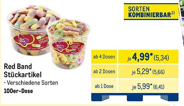 Red Band Stückartikel - Verschiedene Sorten 100er-Dose