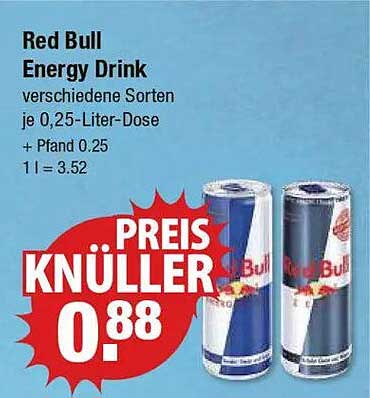 Red Bull Energy Drink – verschiedene Sorten je 0,25-Liter-Dose