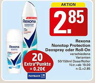 Rexona Nonstop Protection Deospray oder Roll-On
