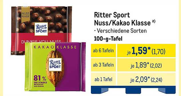 Ritter Sport Nuss/Kakao Klasse 100-g-Tafel
