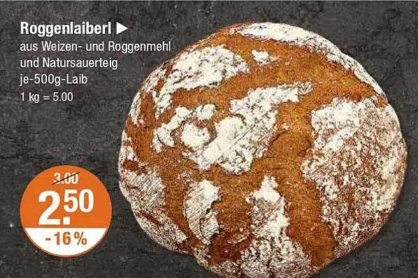 Roggenlaiberl aus Weizen- und Roggenmehl