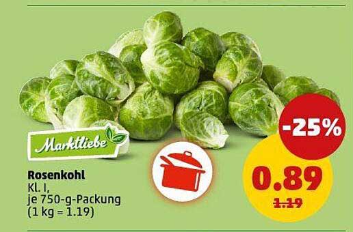 Rosenkohl Kl. I, je 750-g-Packung (1 kg = 1.19)