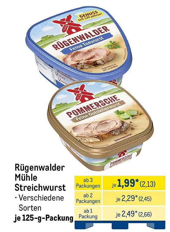 Rügenwalder Mühle Streichwurst - Verschiedene Sorten