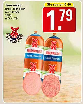 Rügenwalder Teewurst, grob, fein oder mit Pfeffer