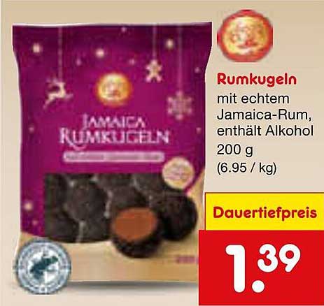 Rumkugeln mit echtem Jamaica-Rum, enthält Alkohol 200 g