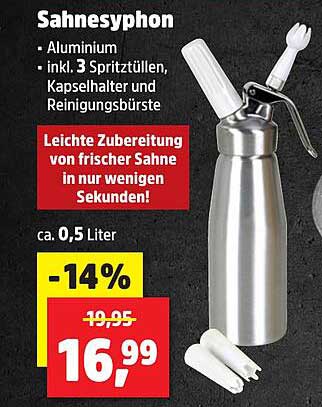 Sahnesyphon mit Aluminiumgehäuse und Zubehör