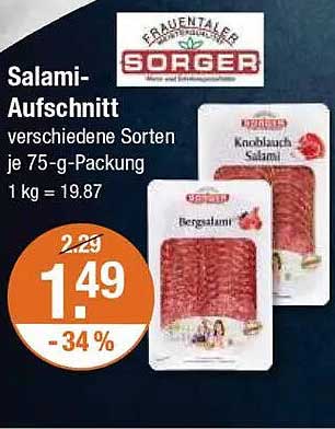 Salami-Aufschnitt verschiedene Sorten 75-g-Packung - nur für kurze Zeit!