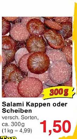 Salami Kappen oder Scheiben, 300g, verschiedene Sorten
